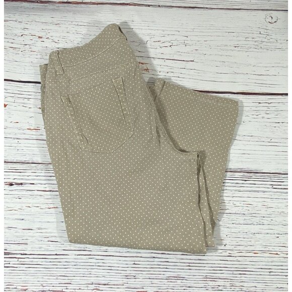 Relativity Capri Pants Womens Size 10 x 19 Polka Dot Tan Brown Long Shorts Jean - Picture 6 of 9